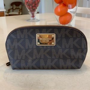 Michael Kors Brown & Gold Initial Cosmetic Pouch